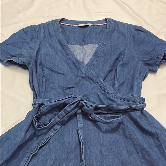 Boden Womens 14 Long Blue Faux Wrap Dress Minimalist Preppy Nautical Casual - Picture 3 of 9